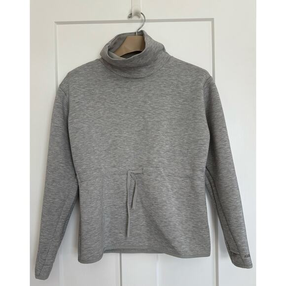 Zuda Scuba Knit Funnel Neck Top with Tie Waist Size XS GRAY - Picture 1 of 11